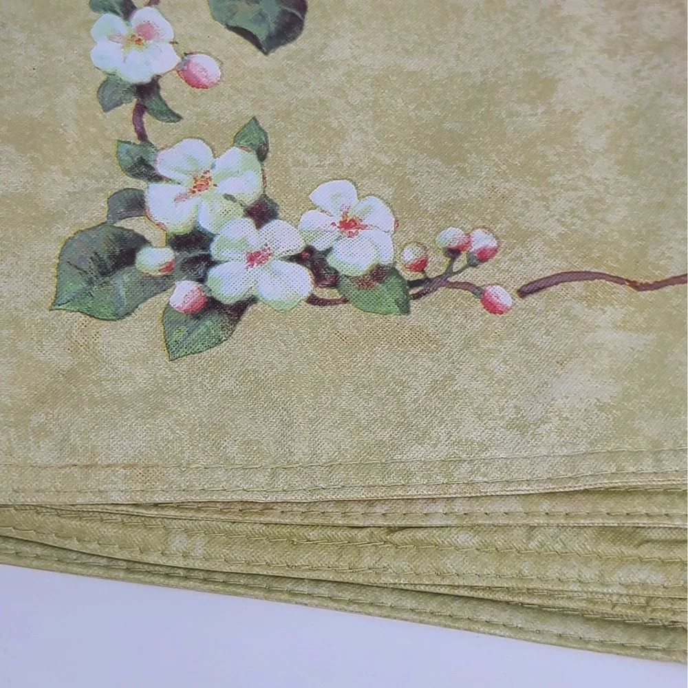 Vintage Apple Blossom Vinyl Placemats Set of 6 Reversible Easy Care 90s